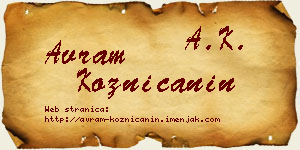 Avram Kozničanin vizit kartica